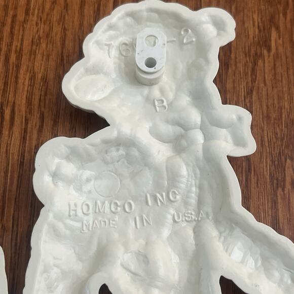 Vintage 2pc Set Homco Baby Lambs Pink & Blue Bows Nursery Wall Decor 4" - Picture 6 of 7